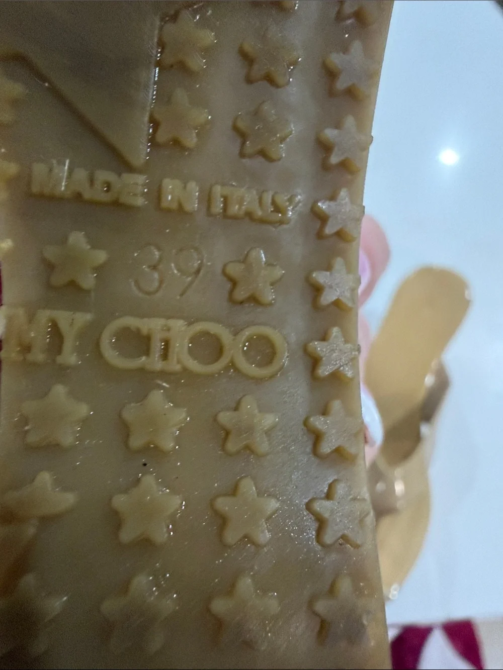 Jimmy Choo Nude Patent Cork Wedge Thongs